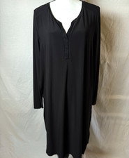 Tahari Black Long Sleeve Layered Sheath Dress Wms Size L Lagenlook Henley Sheer