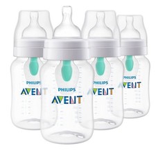 Philips AVENT Anti-Colic Baby Bottle with AirFree Vent, 9oz, 4pk, Clear