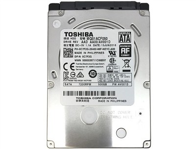 Toshiba 500 GB 2.5'' 7.2K SATA HDD Hard Disk Drive MQ01ACF050