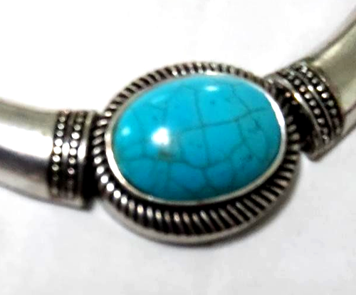 Unknown maker - Women Vintage Fashioned Neck Chocker – Silver and Blue – preown - Picture 3 of 4
