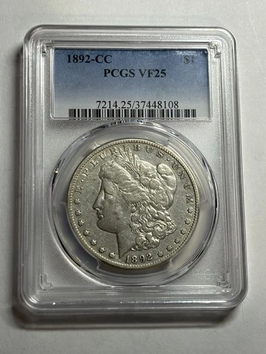 1892-CC Morgan Silver Dollar PCGS VF25 Nice Original Key Date CC