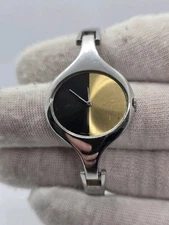Vintage 1970s SEIKO Two-Tone Gold Black Ladies Silver Cuff Watch PROJECT / PARTS