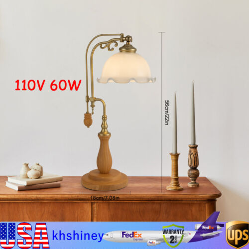 60W Green Flower Tiffany Style Glass Table Lamp Vintage Study Rooms Night Light