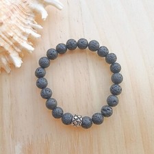 Ethnic Volcanic Lava Stone 8 mm Beaded Bracelet