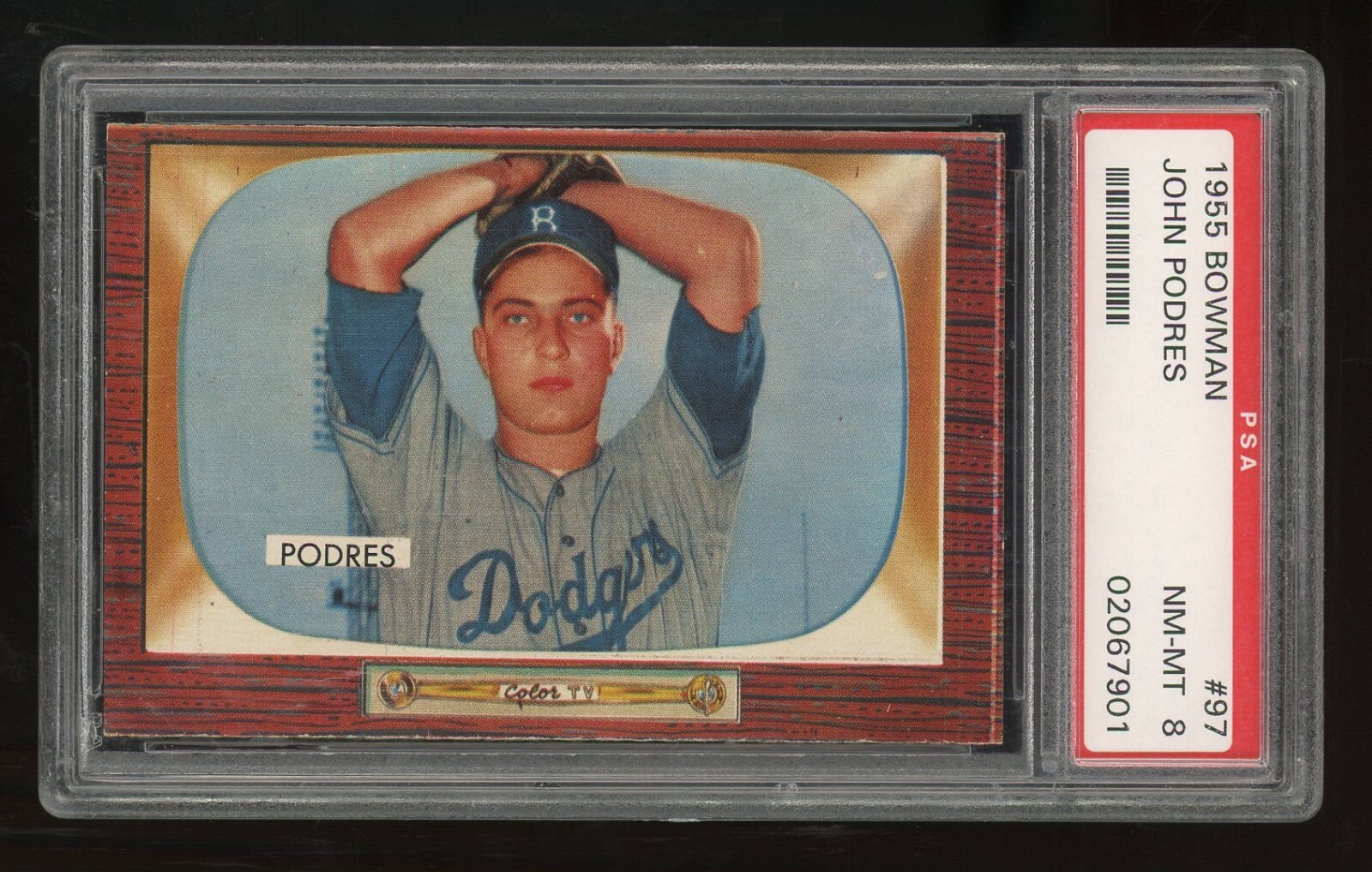 1955 Bowman #97 John Podres PSA 8 NM-MT