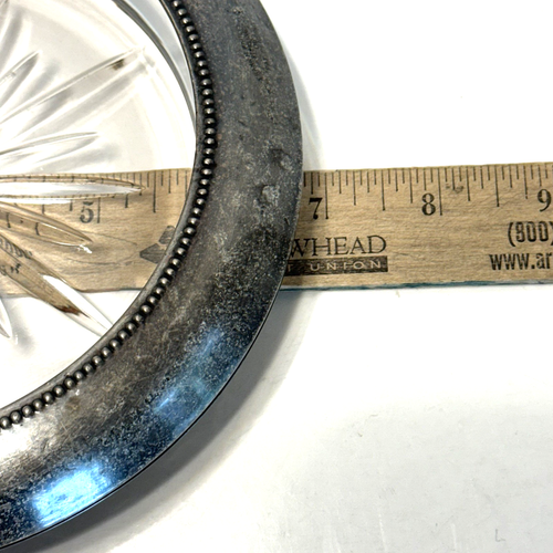 Vintage Frank Whiting Sterling Silver Rim Starburst Glass Wine Bottle Coaster - Picture 11 of 15