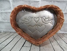 Splint Oak Heart Basket North Carolina Tin Punch birds hearts primitive vintage