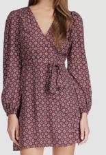 $165 Michael Kors Woman Red Fouldard Printed Wrap Dress Size XS