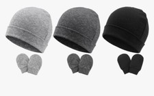/INFANT Hats and Mittens Cotton No Scratch 3 Sets -New