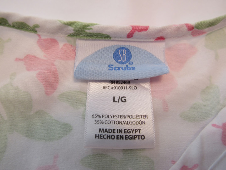 SCRUB TOP Butterflys Pink/ Green   Colors Size Large SB Scrubs