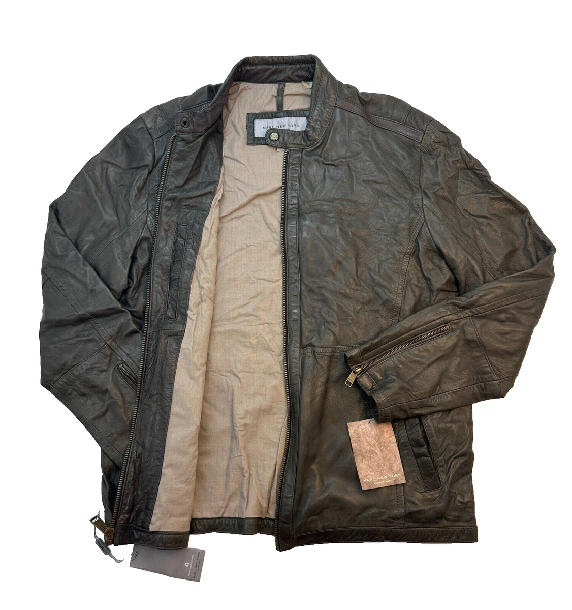 Andrew Marc New York Washed Leather Jacket Men's Size L Andrew Marc New York Washed Leather Jacket Men's Size L