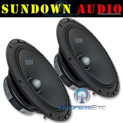 2 SUNDOWN AUDIO LCMR-8 8-OHM 8'' MIDRANGES 100W RMS CAR SPEAKERS PAIR NEW