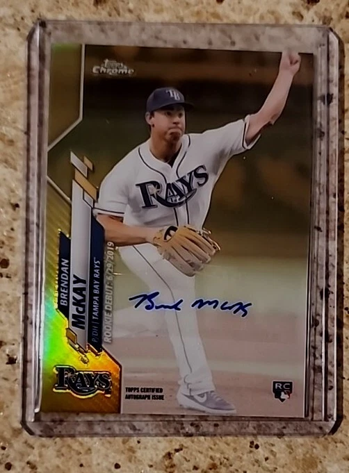 2020 GOLD #/50 TOPPS CHROME BRENDAN MCKAY RC REFRACTOR AUTO AUTOGRAPH ROOKIE SP  - Image 4 of 4