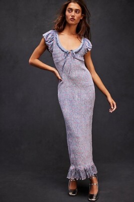 New Free People Mckenna Velvet Midi Dress Smocked Slim Fitted Blue Combo Size M | eBay New Free People Mckenna Velvet Midi Dress Smocked Slim Fitted Blue Combo Size M | eBay