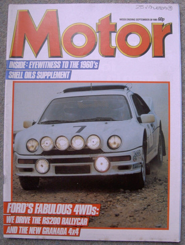 Motor 28 Sep 1985: Ford RS200, Granada, Jaguar SS 2.5, Renault 5GTL, Peugeot 309