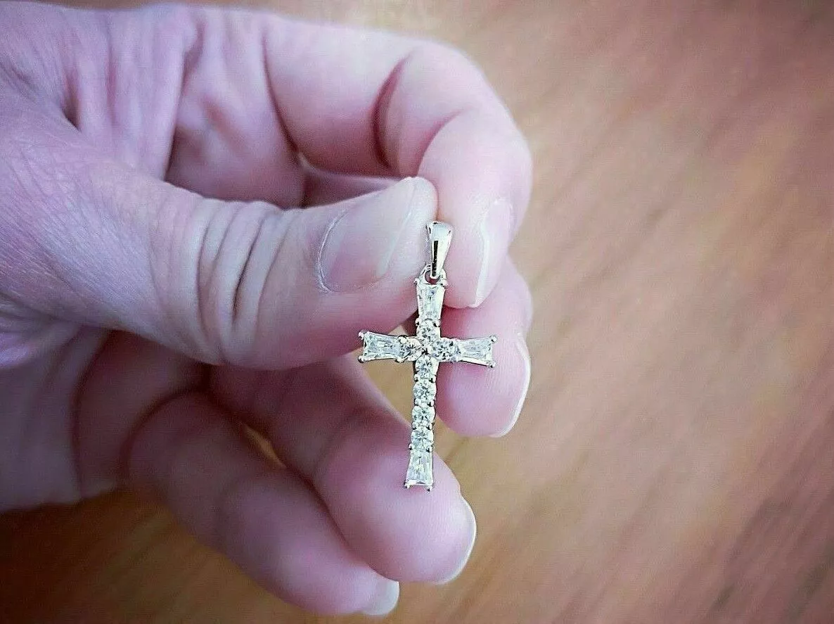 Diamond cross online necklace ebay
