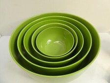 SET 5 VINTAGE ROSTI MEPAL GREEN MIXING BOWLS MELAMINE RESIN PLASTIC