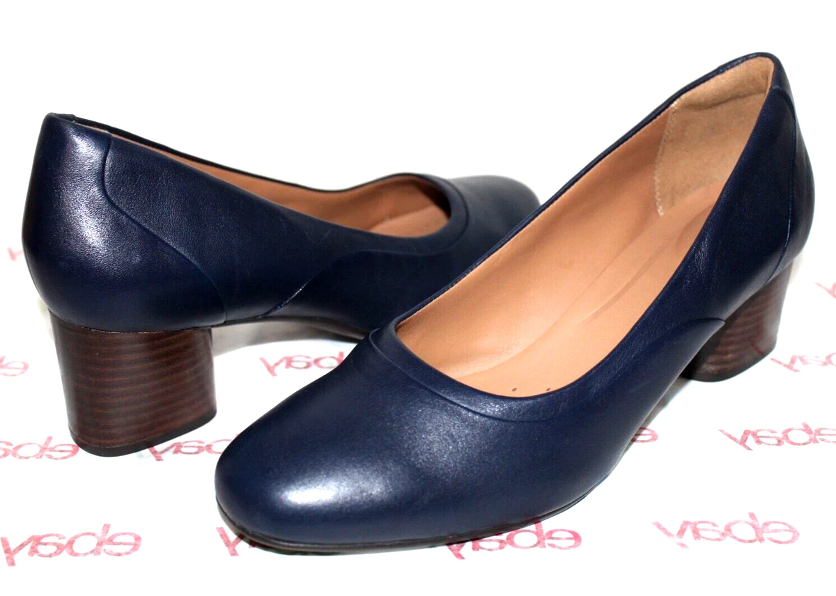 Clarks Unstructured Un.Cosmo Step Navy Premium Leather Pump 11 US New | eBay