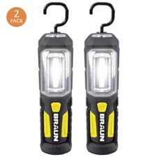2 Pack BRAUN 175 Lumen Portable Foldable LED Work Light with Magnetic Base