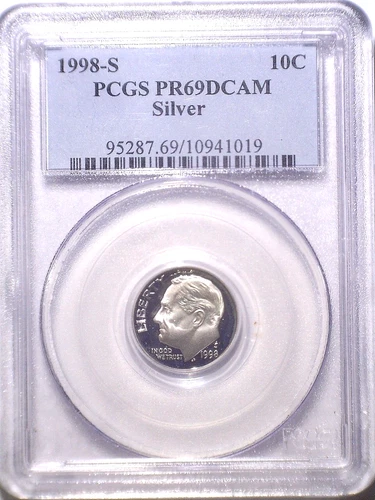 1998-S PCGS PR69DCAM Silver Proof Roosevelt Dime - 10C cents - Old Blue Holder
