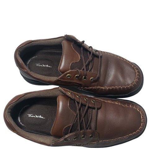 Thom McAn Mens Brogue Shoes Size 8W Brown Leather Lace Up Moc Toe - Picture 7 of 9
