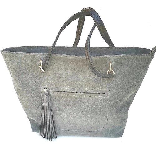 Borsa COCCINELLE Maxi ShoppingVera Pelle Colore Grigio Scamosciata | eBay