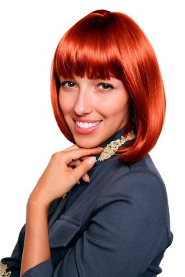 Perücke Damenperücke kurz Bob Longbob Pony glatt rot dunkelrot 7803-135 Perrücke