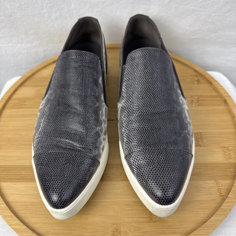 Women's Vince Slip On Leather Loafers Sz 8 M / 38 EU Umbre Gray Animal Print - Image 2 of 4