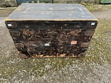 Victorian Pine Kist Or  Storage Box Trunk Steel Bounded