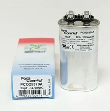 USA Run Capacitor 25 mfd (uf) 370 Volt Oval American Made PartsConnect PCO25370A