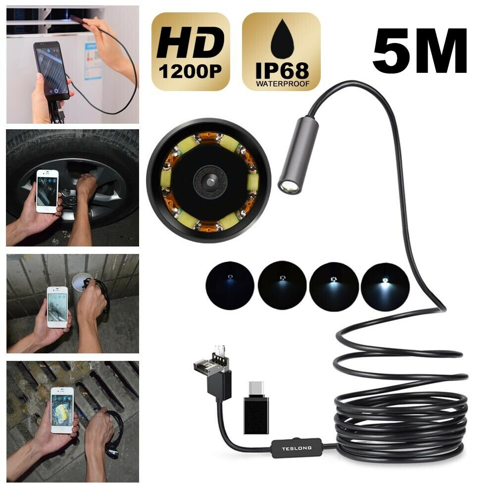 5M Hard Wire USB Endoscope Camera 5,5mm HD LED inspection for An