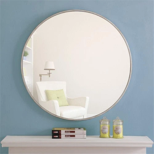 Elegant Decor Eternity 32" Round Metal Frame Mirror in Silver - Picture 2 of 8