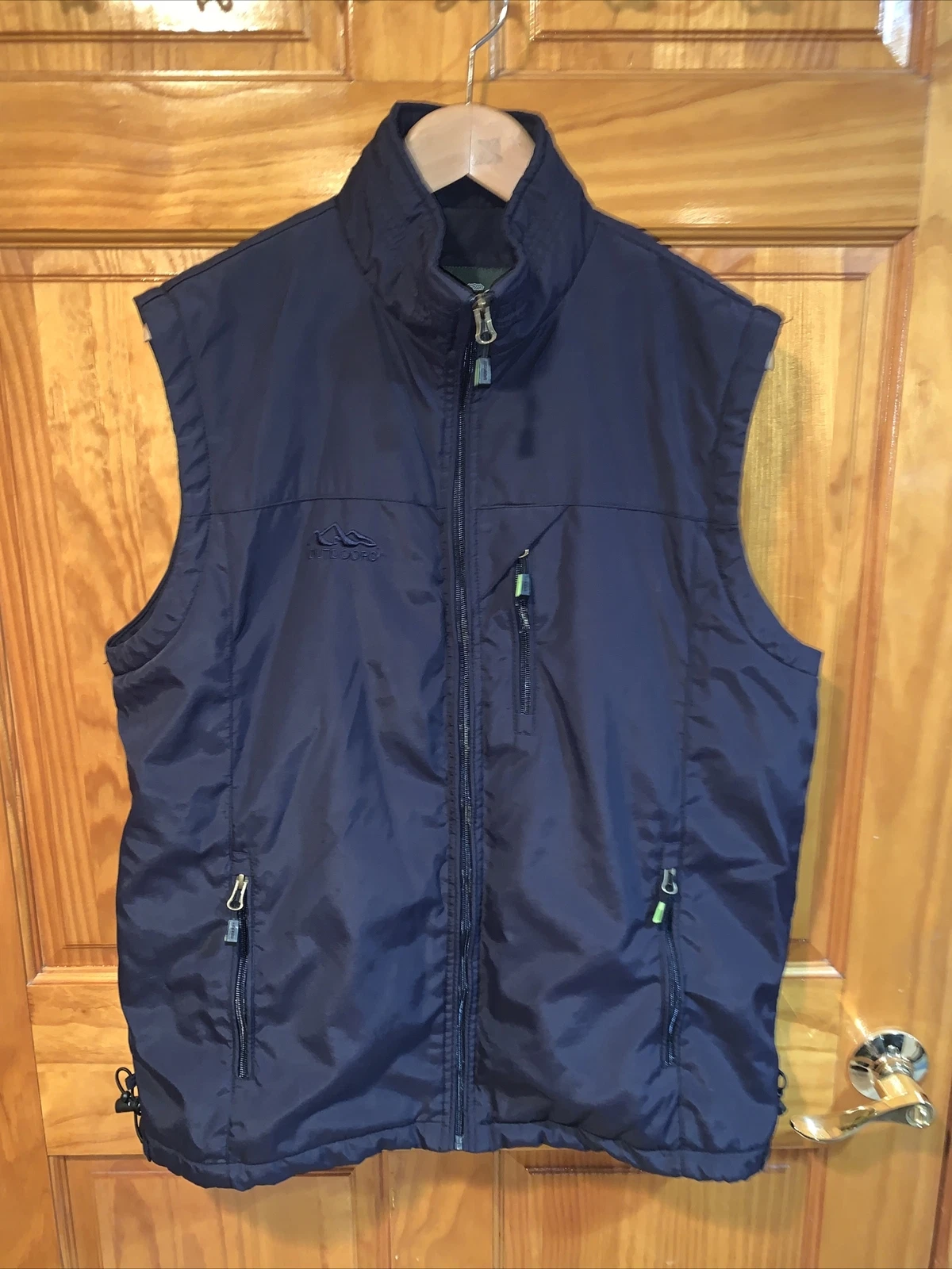 Outdoor Men’s Navy Blue Zip Up Camping Hiking Vest Jacket Size Large L