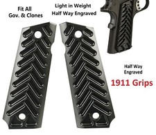 Black Color Half Skeleton Anodized Aluminum 1911 Grips Fit Gov. and Clones