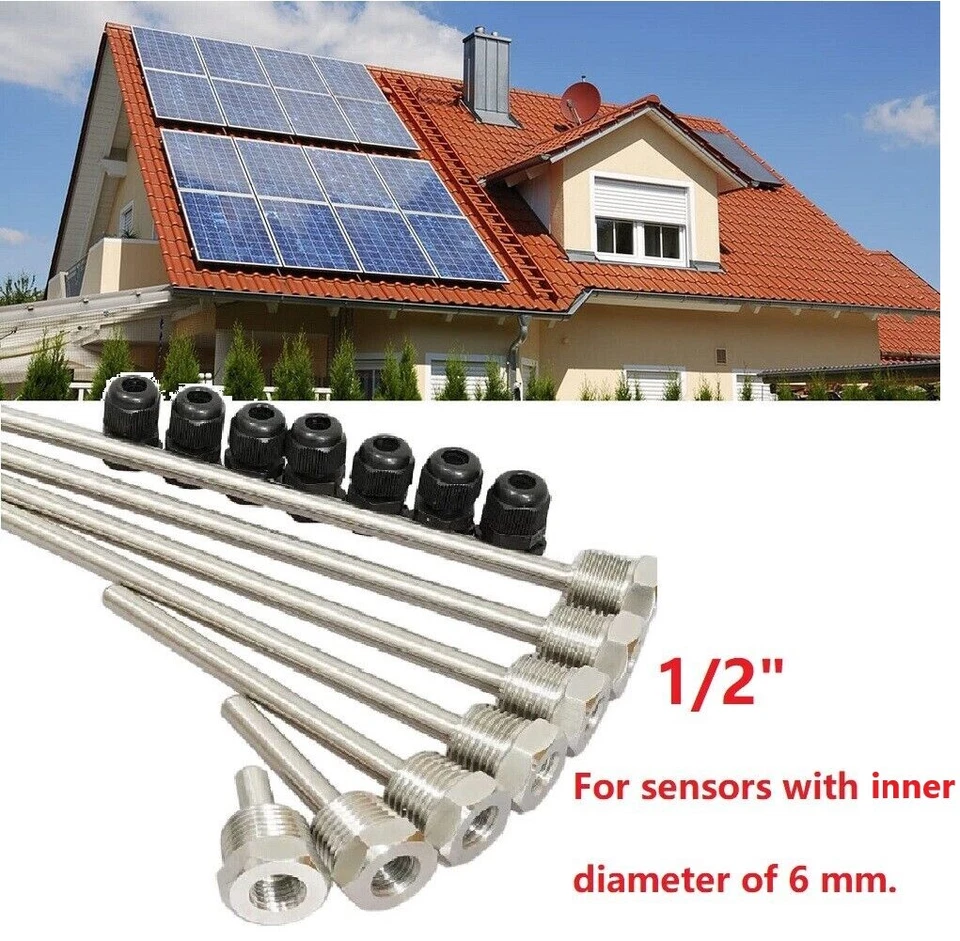 TAUCHHÜLSE Edelstahl 1/2 " 30 bis 300 mm Temperaturfühler Sensor schutzrohr 6mm - Bild 4 von 4