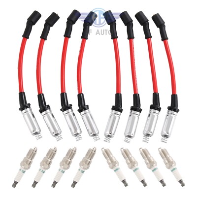 41-110 Iridium Spark Plugs & M8-48322 Spark Plug Wires for 5.3 6.0L 6.2L Chev...