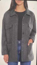 Banana Republic Ladies' Structured 4 Pocket Button Shacket, Gray, Large 5s3