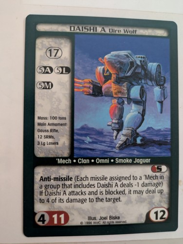 Battletech CCG DAIDHI A Dire Wolf