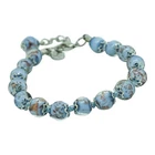 Murano Glass Bracelet Light Blue Silver Handmade Armband Venice 15 Beads