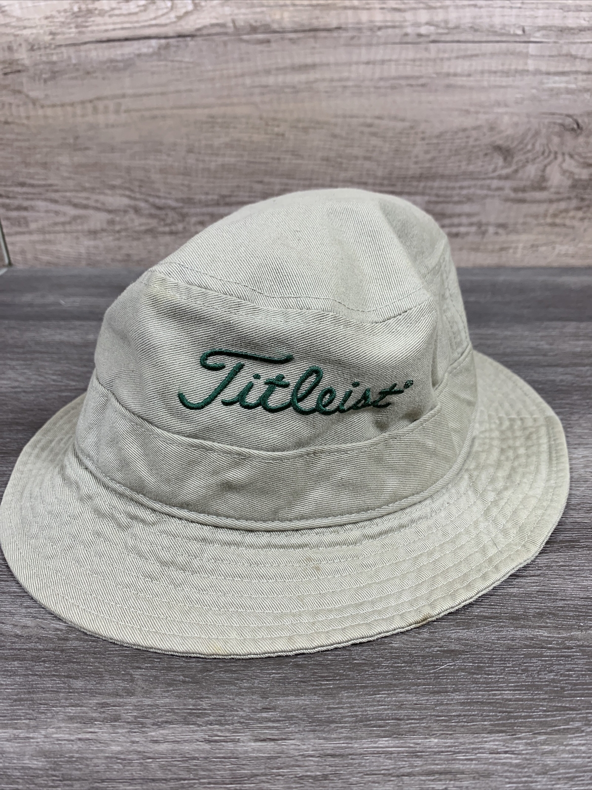 Titleist Golf Bucket Hat Khaki 100 Cotton Size Black Script Logo One