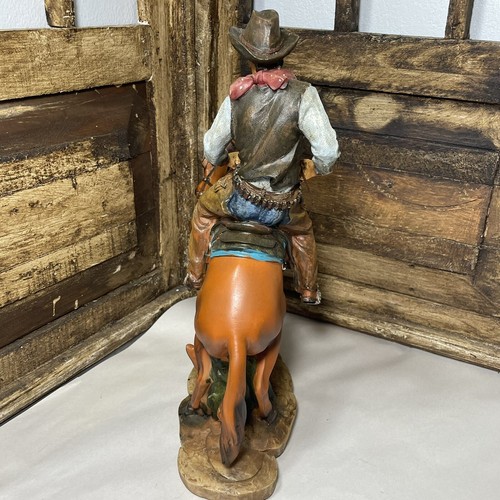 Western Cowboy On Horse Figurine Statue Resin 8 1/4”L x 12 3/4” H Equestrian - Picture 8 of 11