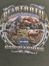 Beartooth Harley-Davidson Motorcycles Cody Wyoming Rodeo Men Med.*Green*USA Made