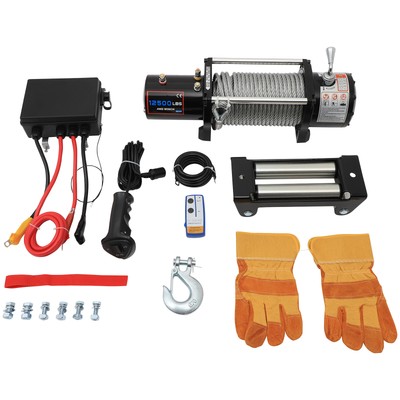12V Electric Winch Towing Trailer Steel Cable 12500LB Off Road for JEEP