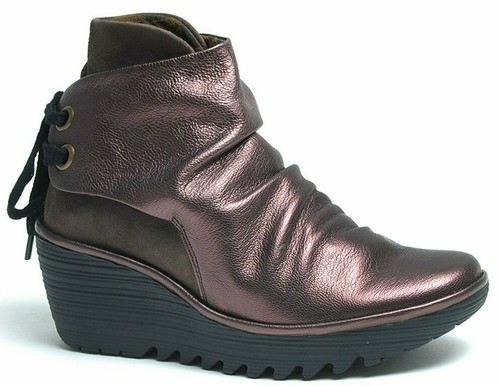 FLY London YAMA Leather Lace-Up Booties 