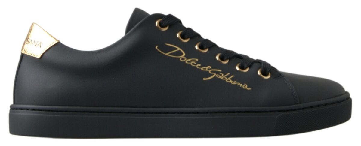 Dolce & Gabbana Black Gold Leather Classic Women's Sneakers Dolce & Gabbana Black Gold Leather Classic Women's Sneakers