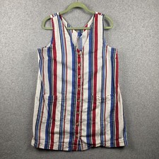 Old Navy Dress Womens Large Multicolor Striped Button Front Sundress Cotton