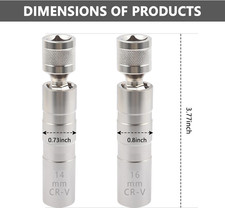 16Mm 14Mm Spark Plug Socket,Thin Wall 12 Points 3/8" Drive Spark Plug Removal...
