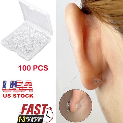 100PCS Soft Silicone Earring Backs - Lightweight Secure Fit, Ear Protection