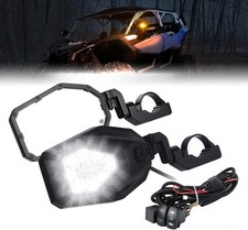 KEMIMOTO UTV Side Mirrors with LED Spot and Turn Signal Lights - Heavy Duty Alum