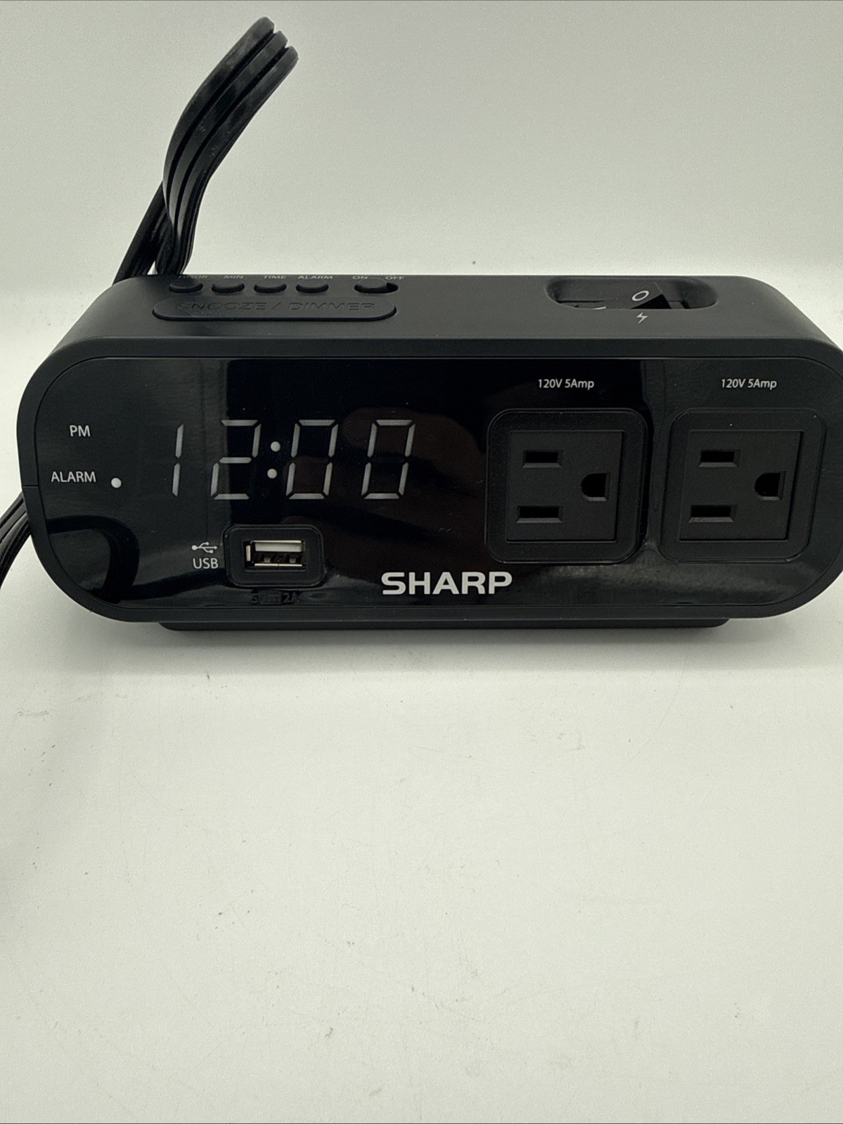 Sharp Digital Alarm Clock SPC 137 USB Charge Port 2 AC Outlets Red LED Display photo Sharp Digital Alarm Clock SPC 137 USB Charge Port 2 AC Outlets Red LED Display featured image
